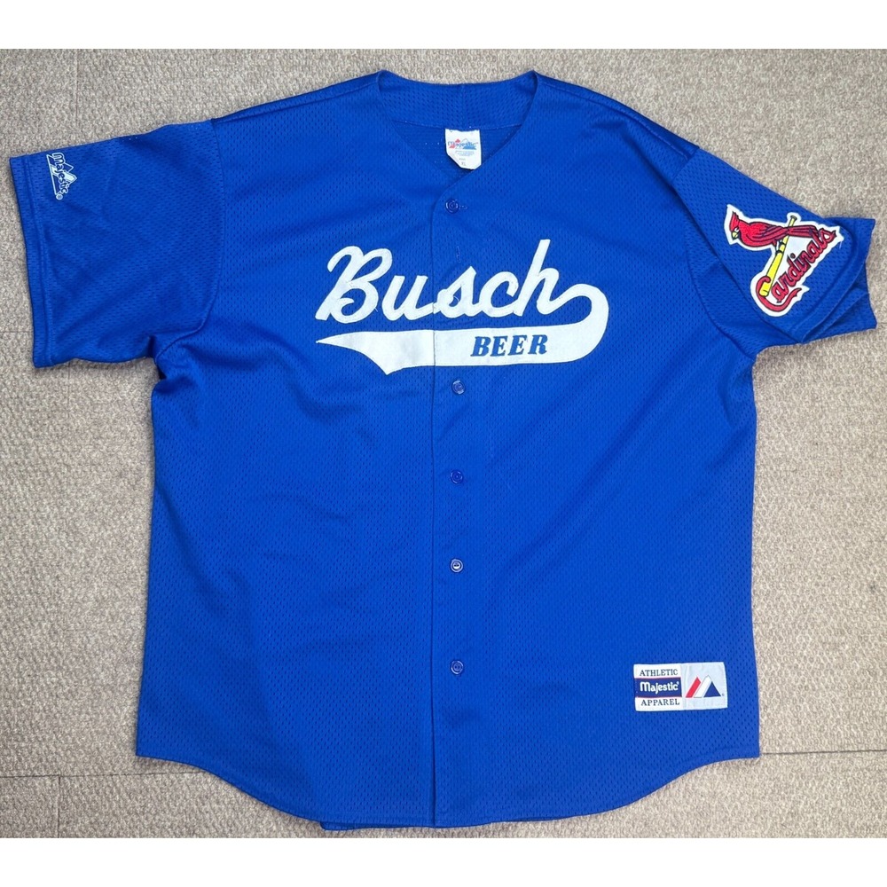 Majestic Vtg MLB St. Louis Cardinals Busch Beer Baseball Jersey Size XL